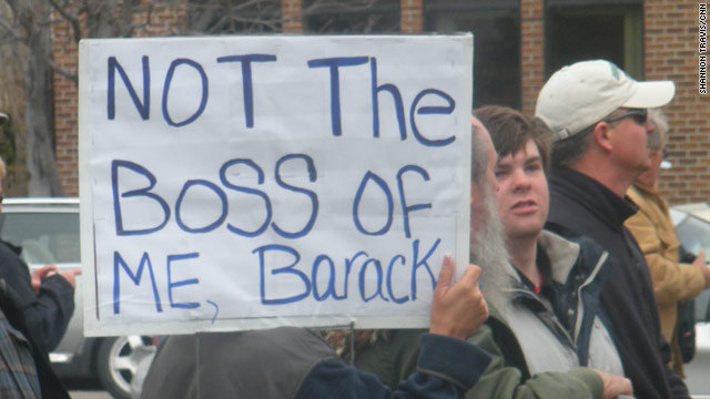 Tea Party supporters, whose party affiliation is not known, rally in Grand Junction, Colorado.