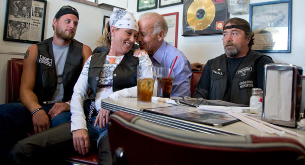 Vice President Joe Biden's talks to customers during a stop at Cruisers Diner, Sunday, Sept. 9, 2012, in Seaman, Ohio. | AP Photo
