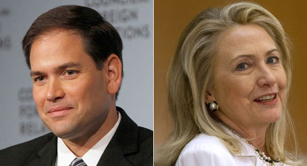 Marco Rubio and Hillary Clinton are pictured. | AP Photos