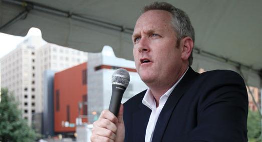 Andrew Breitbart speaks to the audience at the Uni-Tea Tea Party rally at Independence Mall in Philadelphia. | AP Photo