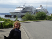 Melanie getting ready to board