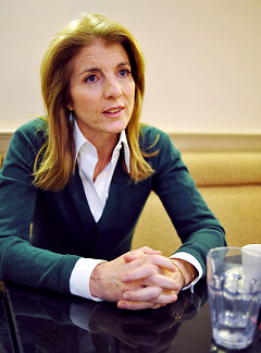 Senate hopeful Caroline Kennedy speaks to the Daily News Saturday morning.