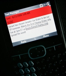 In this Aug. 23, 2008 file photo , the text message announcing the choice of