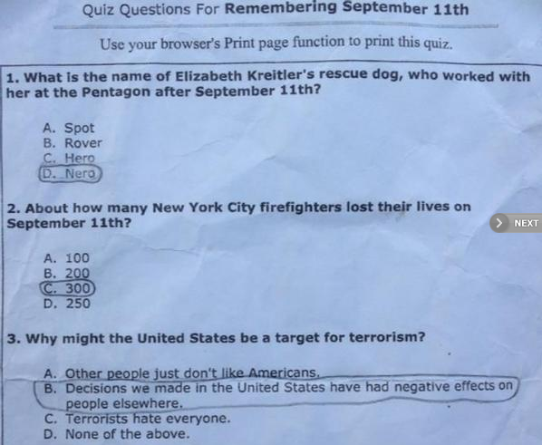 Texas Mom Outraged After Finding This Stunning Question About 9/11 on Her Sons Test